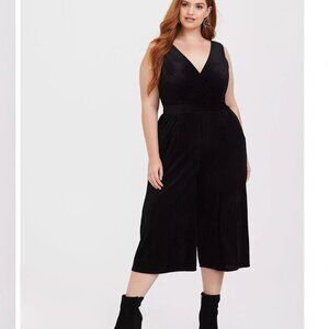 torrid Black Shadow Stripe Velvet Jumpsuit